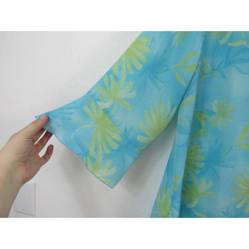 Giorgio Fiorlini 18/20 Women's Blue Green Hawaiian Printed Button Up Blouse - Picture 5 of 7
